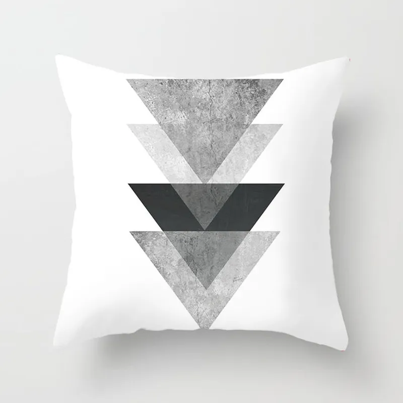 Geometric Cushion Cover Black and White Polyester Throw Pillow