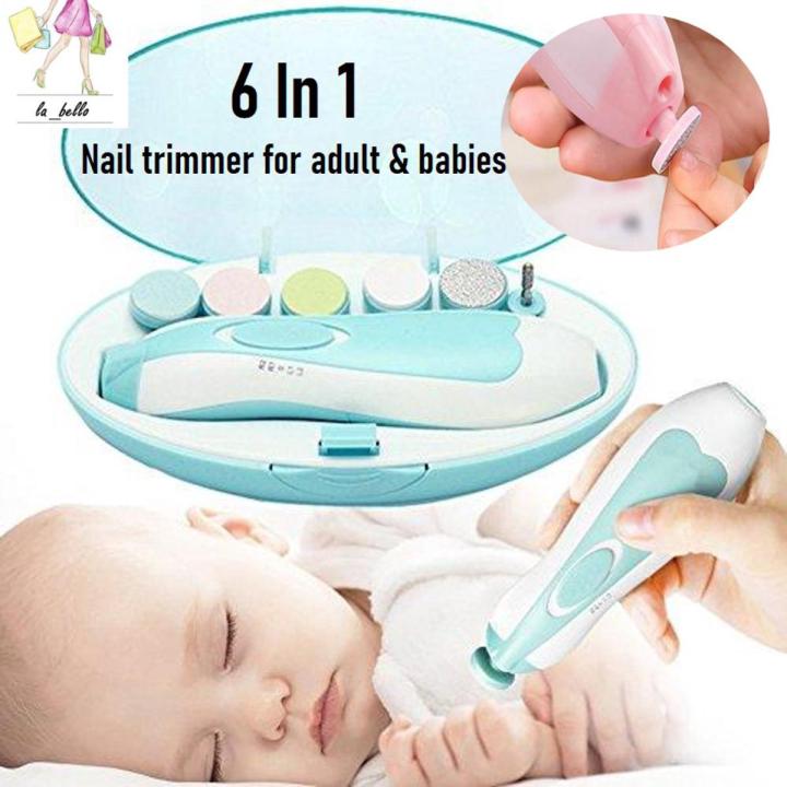 Baby Electric Nail File Trimmer | 8 in 1 Safe Baby Nail Trimmer | Baby Nail Clippers with 6 Grinding Heads and Light | Baby Nail Care Kit for All Ages