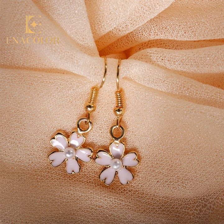 Korea%20pink%20cherry%20flower%20earring%20women%20-%20Image%202