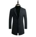 2023 Spring and Autumn Long Cotton Coat New Wool Blend Pure Color Casual Business Fashion Men's Clothing Slim Windbreaker Jacket. 