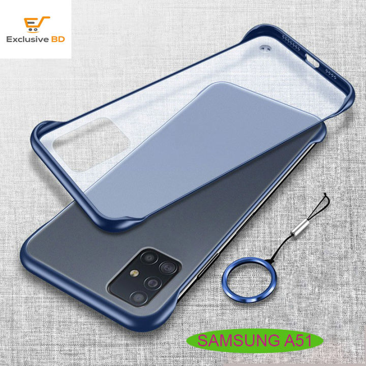 For%20Samsung%20Galaxy%20A51%20Case%20Cover%20Ultra-thin%20frameless%20Ring%20Design%20transparent%20matte%20Back%20cover%20-%20Black%20&%20Blue%20-%20Image%202