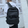 Japanese Harajuku style dark tide solid color school bag female Korea ins retro student backpack cargo backpack.