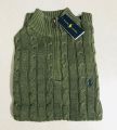 Ralph Lauren Cable-Knit Cotton Quarter-Zip Sweater โ Olive.