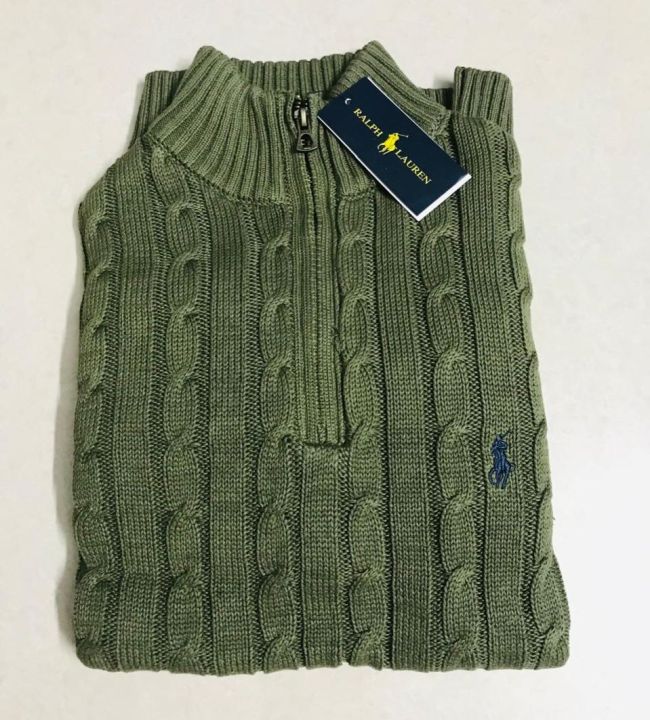 Ralph%20Lauren%20Cable-Knit%20Cotton%20Quarter-Zip%20Sweater%20%E2%80%93%20Olive%20-%20Image%203