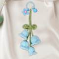 Crochet Flower Keychain Birthday Gift Knitted Orchid Bell Flower Pendant.