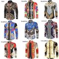 New Luxury Royal Shirt Men Casual Slim Fit Long Sleeve Men Paisley Print Shirt Camisa Social Prom Party Shirt Cool Popular Tops.