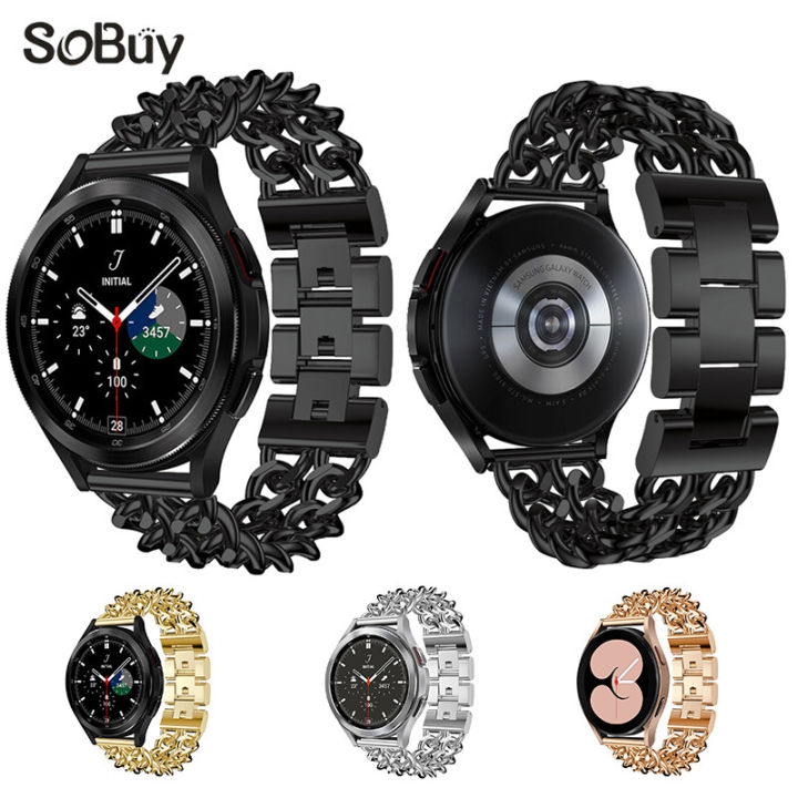 [autismaut] Suitable for Samsung Watch Stainless Steel Metal Strap Denim Chain Galaxy Watch 3/4/5/6 43/47mm
