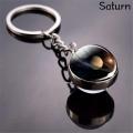 Luminous Solar System Planet Key chain Pendant Key Ring Earth Moon Saturn Double Side Glass Ball Key Chain glow in the dark. 