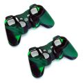 2X Skin Cover Protective Silicone Case for PS2 PS3 Controller - Dark-Green + Black.
