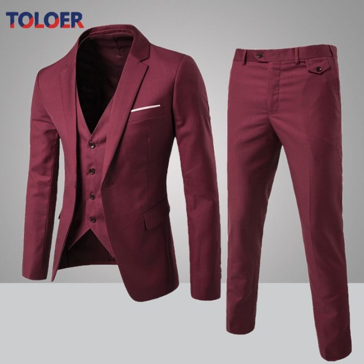 Men Classic 3piece Set Suit Wedding Suits for Men Slim Suit Jacket Pant Vest Suit for Men Tuxedo Single Breasted Plus Szie S-6XL