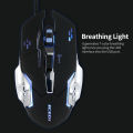 HXSJ Wired Gaming Mouse 3600 DPI Optical Mouse Ergonomic Mouse 4 Adjustable DPI Levels/6 Buttons/7-Color Breathing Light Black. 