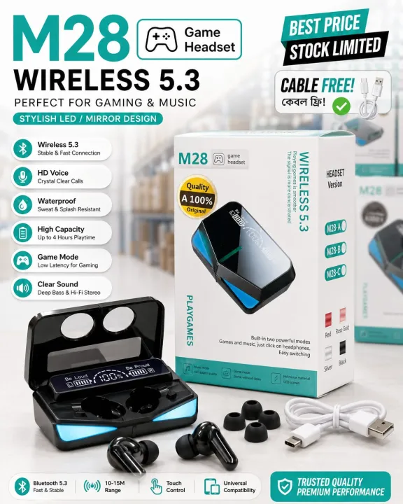 M28%20TWS%20Bluetooth%205.1%20Gaming%20Headset%20Dual%20Mode%20Wireless%20Earphones%20Sports%20Stereo%20Sound%20Low%20Latency%20LED%20Digital%20Display%20Smart%20Touch%20Earphone%20-%20Image%203