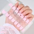 16Pcs/set Soild Semi-Cured Gel Fench Nail Stickers Black/White/Pink Full Cover Gel Nail Sticker Long-Lasting Adhesive Stickers. 