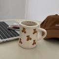 Cutelife Cute Bear Beige Ceramic Coffee Mug Cup Kitchen Milk Tea Breakfast Drinking Cup Nordic Decoration Home Couple Gifts Mug. 