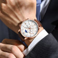 Quartz watches multifunctional calendar, speed measurement, waterproof watch, high-end business leather quartz watch.