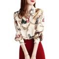 Chiffon Shirt Design Sense Niche New Style Printed Spring and Autumn Long Sleeve Shirt Korean Style Fashion Loose Temperament Top.