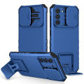 lthmy for Samsung Galaxy S22 Ultra 5G Rugged Dual Layer Stand Case with Sliding Camera Cover. 