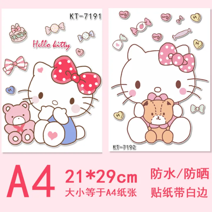 Hi Cat Sticker KT Cat Cartoon Cute Hello Kitty Stickers Electric Car Motorcycle Car ...