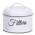 Coffee Filter Holder, Basket Coffee Filter Storage with Lid, Round Coffee Filter Container for Counter,Black. 