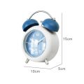 4-Inch Twin Bell Alarm Clock Metal Frame Silent Non-Ticking Quartz Table Clock Round Home Decor Pointer Clocks with Backlight. 