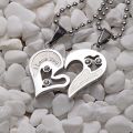 Couple Special Silver plated Dual Heart Pendant with Chain Rhodium Stainless Steel Pendant Silver Stainless Steel Pendant Set. 