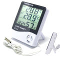 Temperature Humidity hygrometer thermometer HTC-2 LCD Digital Indoor Outdoor Sensor Probe with Clock.
