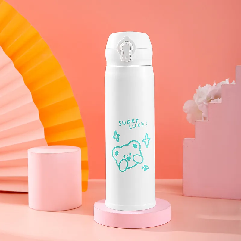 Stainless Steel Thermos Vacuum Flask Creative Straw Cup Cute