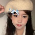 Japanese Korean Style Y2K Sweet Fabric Blue Double Bowknot Ribbon Love Heart Duckbill Hairpins Women Girls Kawaii Side Bangs Barrettes Hair Clips Hair Accessories.