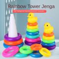 Children's Little Yellow Duck Rainbow Tower Stacking Circle Baby Early Childhood Education Puzzle Ring Montessoris Toy Kids.