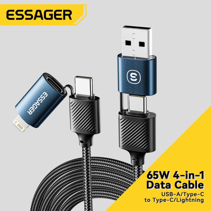 Essager 4 in 1 65W USB C To Type C Lightning Fast Charging Cable For