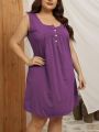 Ladies Sleeveless Button Front Dress for Women – Comfortable & Stylish. 