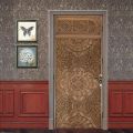 Carved Wood Panel Door Stickers Retro Decorative Sticker Self-adhesive Waterproof Relief Pattern Wallpaper Mural Apartment Decor. 