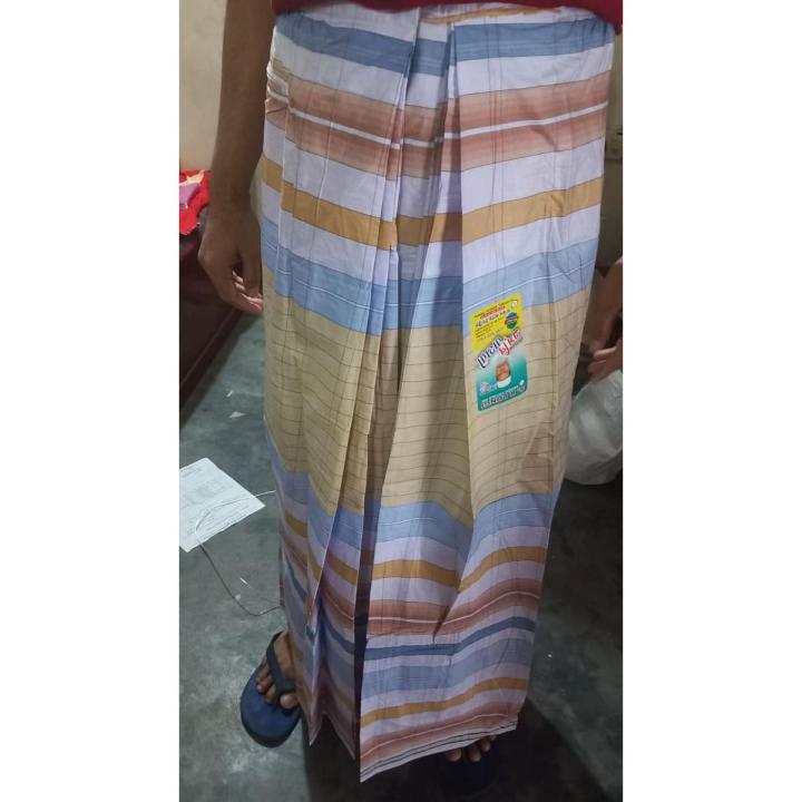 Pocket Lungi - SR SP Bahari Lungi - Maslise Lingi - 100% cotton - Exclusive Design - Paka Rong - Selai Kora - Stitched - Lungi For Men - 5.5 Hand Lungi