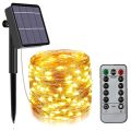 LED Outdoor Solar Lamp String Lights remote control 100/200 LEDs Fairy Holiday Christmas Party Garland Solar Garden Waterproof--Warm White--7m 50 led. 