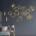 24pcs Hollow 3D Hexagonal Mirror Wall Sticker DIY Honeycomb Decoration Self Adhesive Paper Waterproof Home Living Room Bedroom.