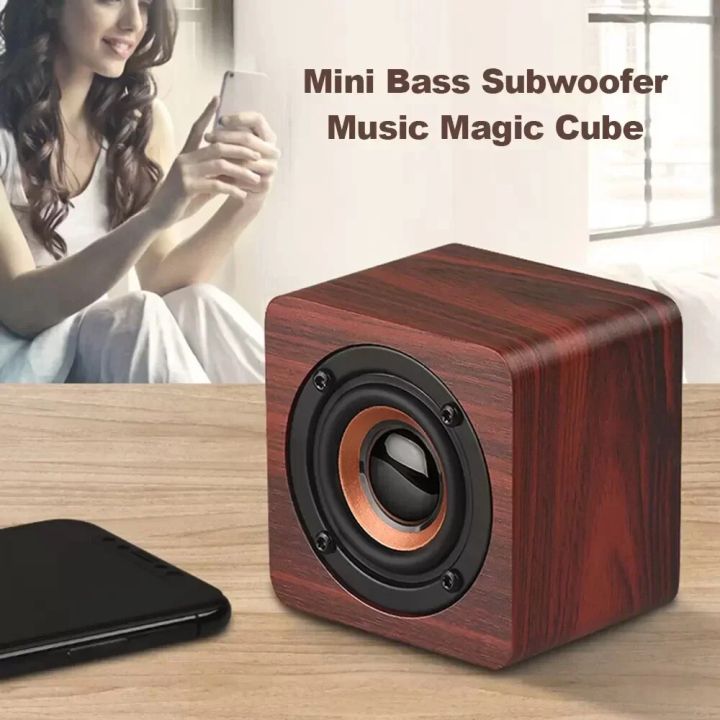 Q1 Wooden Mini Bluetooth Speaker Portable Wood Wireless Subwoofer Stereo Powerful Bass Sound Box Music Player Whosale