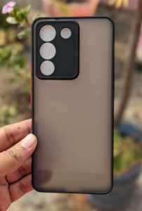 Bilashmart For Vivo V29E Luxury Matte Trendy Stylish Shockproof Camera Bumper Protective Smoky Transparent Back Cover Case