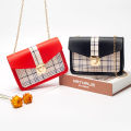 ZIME Spring and summer Korean version of the printed checkered color lock chain small square bag shoulder diagonal bag. 