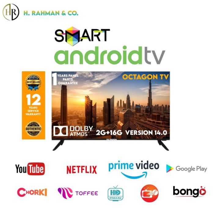 OCTAGON 40'' Voice Control Smart Android - FHD LED TV 2GB RAM-16GB-ROM Version-14