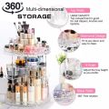 360 Degree Rotating Makeup Storage Rack Height Adjustable Cosmetics Organizer Assembly Skin Care Holder Bathroom Display Case.