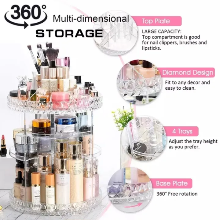 360%20Degree%20Rotating%20Makeup%20Storage%20Rack%20Height%20Adjustable%20Cosmetics%20Organizer%20Assembly%20Skin%20Care%20Holder%20Bathroom%20Display%20Case%20-%20Image%205