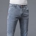 Solid Color Cotton Black Dark Gray Jeans Men's Trousers Classic Slim Stretch Casual Korean Fashion Youth Male Denim Trousers.
