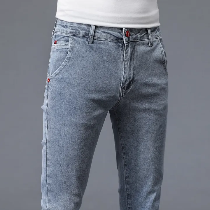 Solid%20Color%20Cotton%20Black%20Dark%20Gray%20Jeans%20Men's%20Trousers%20Classic%20Slim%20Stretch%20Casual%20Korean%20Fashion%20Youth%20Male%20Denim%20Trousers%20-%20Image%203