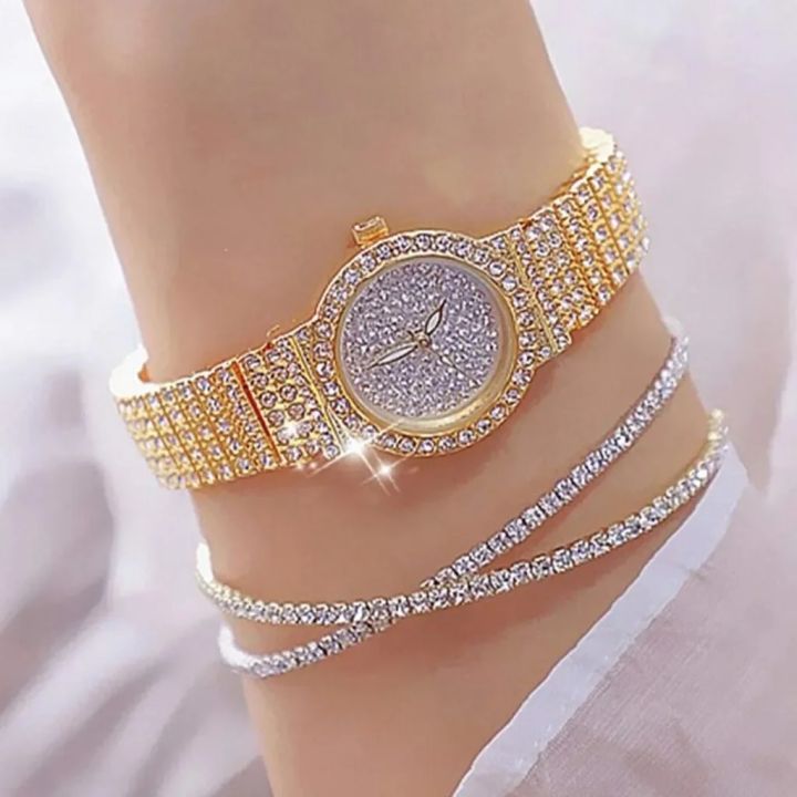 3pcs Watches Set Fashion Rhinestone Watch Women Luxury Crystal Rose Gold Quartz Watch Ladies Wristwatch Female Clock