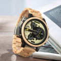 Cross-border men's giant watch trend multi-functional high-value large dial wooden watch with detached watch wholesale.