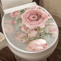 M536 Warm Personality Pink Rose Toilet Sticker Bathroom Toilet Cover Sticker Wall Stickers Wc For Home Decoration. 
