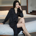 Ladies High Quality Sexy V-neck Long Sleeve night drees. 