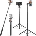 VRIG TP-16 Extendable Phone Tripod, 57.1 Inch Camera Tripod, 2 in 1 iPhone Tripod, 360 Degree Rotation, Compact Lightweight, Three Legs Camera/Camera Tripod. 