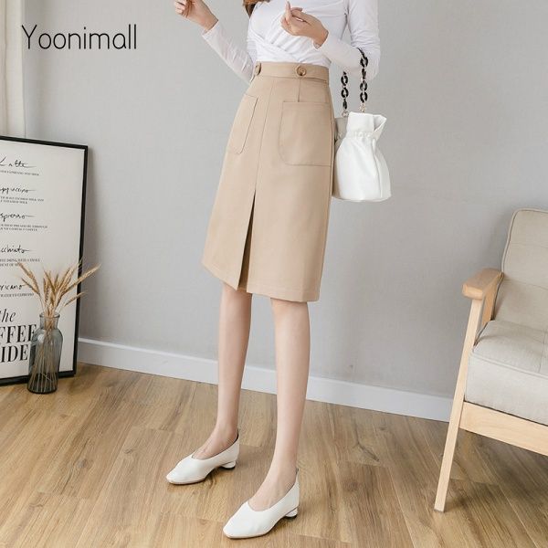 Korean%20Simple%20High%20Waist%20A-line%20Midi%20Skirt%20Office%20Skirt%20-%20Image%204