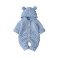 (NEW)it Newborn Baby Winter Hoodie Romper, Long Sleeve Knitted Solid Color Button Jumpsuit.
